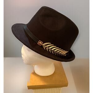 Small Top Hat Unisex European American Golden Fishbone 57 (7 1/8) Adjustable EUC